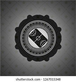 football field icon inside realistic dark emblem