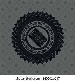 football field icon inside realistic black emblem
