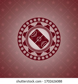 football field icon inside realistic red emblem. 