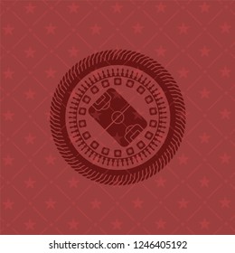 football field icon inside red emblem. Retro