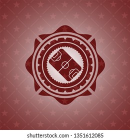 football field icon inside red emblem. Retro
