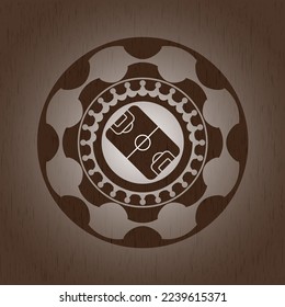 football field icon inside retro style wood emblem. 