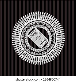 football field icon inside silvery shiny emblem