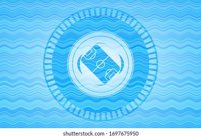 football field icon inside sky blue water badge.