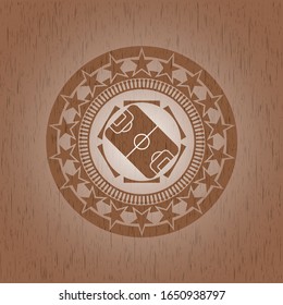 football field icon inside wood signboards