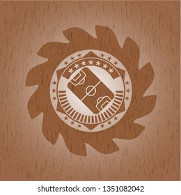 football field icon inside wooden signboards