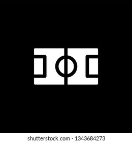 Football Field Icon On Black Background. Black Flat Style Vector Illustration.