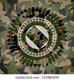 football field icon on camouflage texture