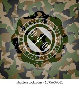 football field icon on camouflaged pattern
