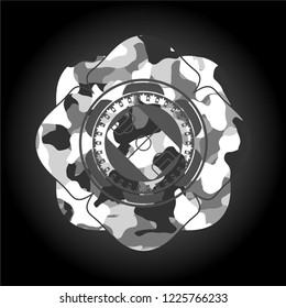 football field icon on grey camo pattern