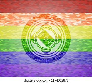 football field icon on mosaic background with the colors of the LGBT flag