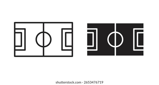 Football field icon, outline vector sign, linear and solid style pictogram isolated on white.