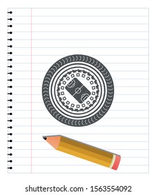 football field icon with pencil strokes. Vector Illustration. Detailed.