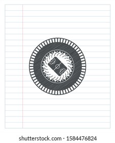 football field icon with pencil strokes. Vector Illustration. Detailed.