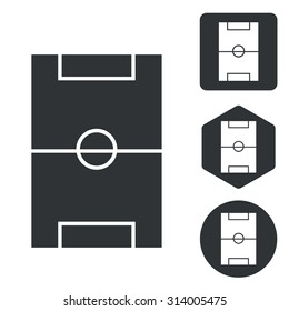Football field icon set, monochrome, isolated on white
