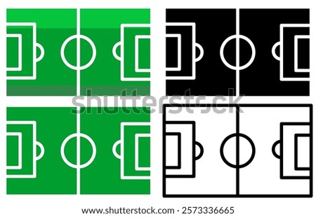 football field icon, simple flat style, illustration, logo sign symbol pictogram template, for ui or ux isolated on white for mobile app, editable	