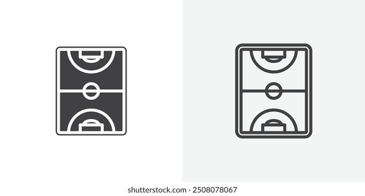 Football field icon in solid and outlined style