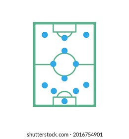 football field icon, football tactics, on a white background, vector illustration