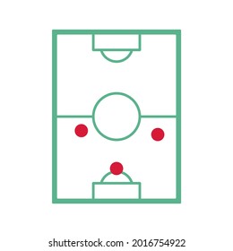 football field icon, football tactics, on a white background, vector illustration