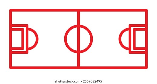 Football field icon vector, soccer game area sign, Red stock football 
field vector illustration .