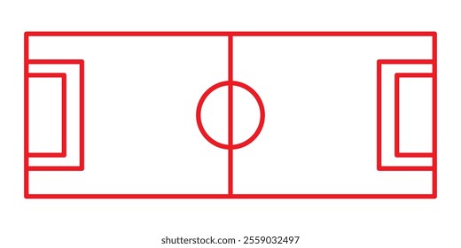 Football field icon vector, soccer game area sign, Red stock football 
field vector illustration .