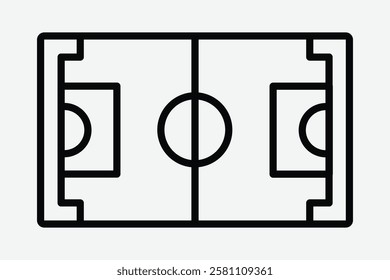 Football Field Icon Vector. Football Field Icon for Sports Design. Soccer Field Icon Illustration. Line Icon. Football Field Symbol for Sports Projects.