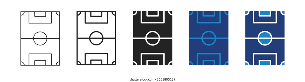 Futebol Campo Icons Set - Editável Stroke Soccer Pitch Outline.