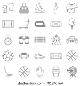 Football field icons set. Outline set of 25 football field vector icons for web isolated on white background