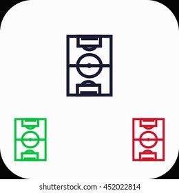 Football field Illustration set. Blue, green, red icon.