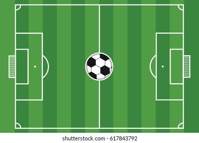 Football field isolated on green background with football
