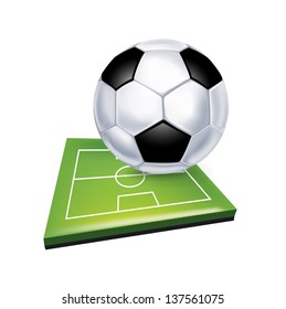 football and field isolated on white background