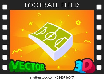Football field isometric design icon. Vector web illustration. 3d colorful concept