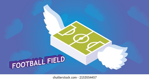 Football field isometric design icon. Vector web illustration. 3d colorful concept