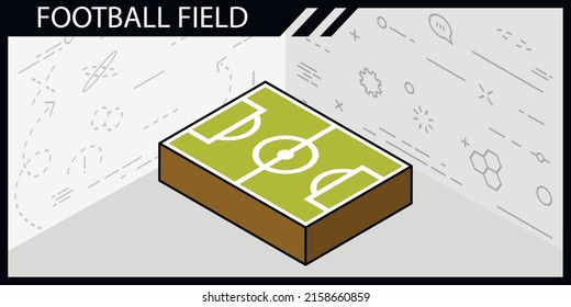Football field isometric design icon. Vector web illustration. 3d colorful concept