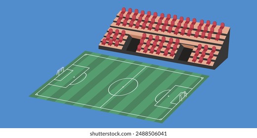 Football field isometry building vector illustration