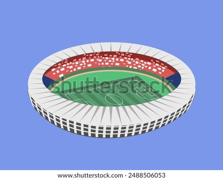 Football field isometry building vector illustration