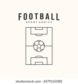 football field  line art logo vector minimalist illustration design, football training ground logo design