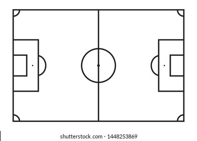 Football field line design. Soccer field line look from top. View of the soccer field from above. Vector illustration.