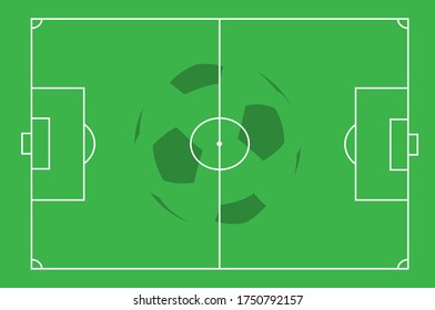 Football field. Football markup template. Standard ratios of European football. Stadium. Vector illustration.