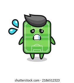 football field mascot character with afraid gesture , cute style design for t shirt, sticker, logo element