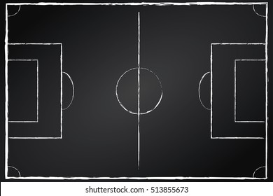 Football field on blackboard black