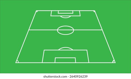 Football field on green screen vector stock. Soccer field stroke vector illustration 