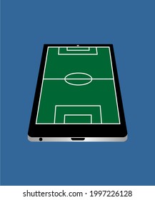 Football field on smartphone icon vector