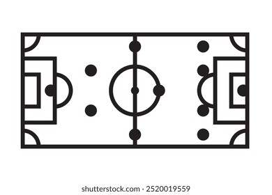 Ícone de contorno de campo de futebol, ícone de campo de futebol, formação de táticas de futebol 4-3-2-1, ilustração vetorial, isolado no fundo branco. 