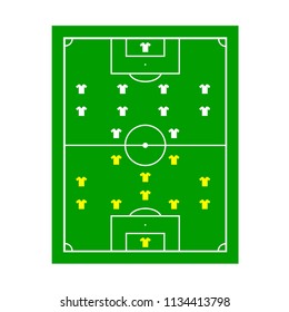 Football field pattern with players scheme.Vector illustration isolated on white background.