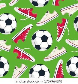 Fútbol. Campo de fútbol. Patrón. Ilustración vectorial con elementos repetitivos infinitamente