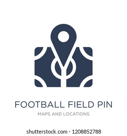 Football Field Pin icon. Trendy flat vector Football Field Pin icon on white background from Maps and Locations collection, vector illustration can be use for web and mobile, eps10