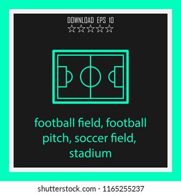 football field, football pitch, soccer field, stadium vector icon
