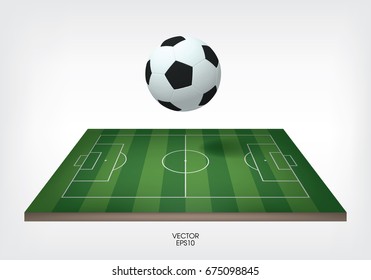 Football field or soccer field background. Vector green court for create game.