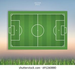 Football field or soccer field for background. Vector illustration.